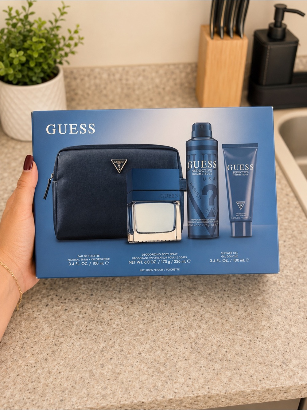 GUESS Blue Travel Pouch Gift Set New
